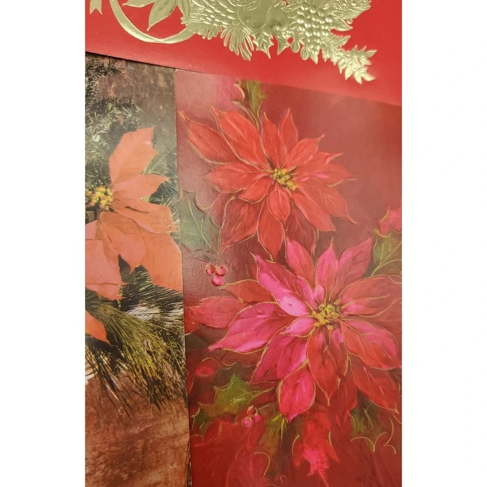 13 Old Vintage Used Greeting Card Fronts Crafts Poinsetta Candle Evergreen Holly